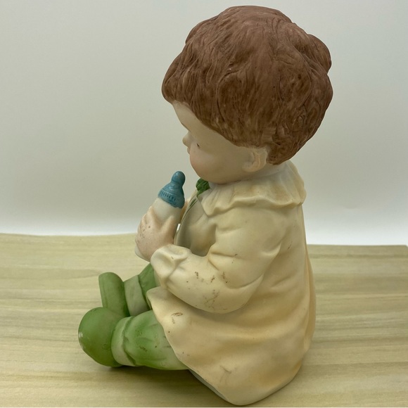 Piano Baby Bisque Boy Bottle Vintage Porcelain Figurine 7 Inches Flaws - Picture 3 of 8